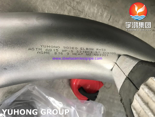 ASTM A815 WPS31803 ASME B16.9 3&quot; curvatura de aço inoxidável frente e verso de SCH10S R=5D