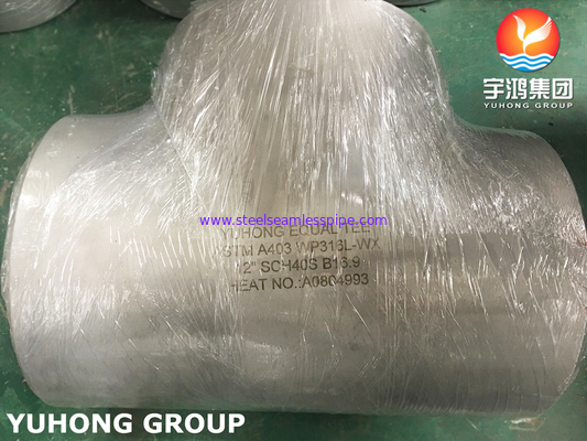 SS316L Butt Weld Fitting, A403 WP316L Equal Tee (sem costura / Soldado), B16.9 Standard