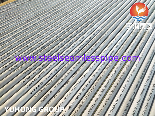 Tubo sem costura de aço inoxidável ASTM A213 TP304 decapado e recozido para trocador de calor e caldeira