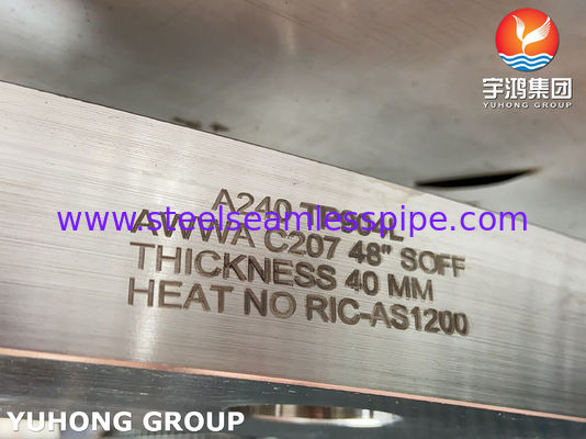 ASTM A240 liga 904L / UNS N08904 AWWA C207 Flange de tipo anel para serviço de obras de abastecimento de água