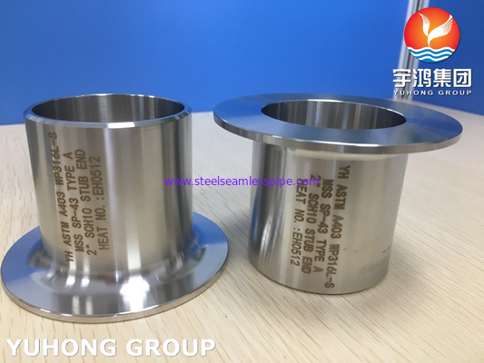 ASTM A403 WP316L-S Stub End DATILOGRAFAM a um petroquímico do gás de óleo de BW o gás natural