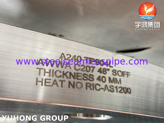 ASTM A240 F904L, UNS N08904, AWWA C207 Acero inoxidável deslizante na flange, superfície plana