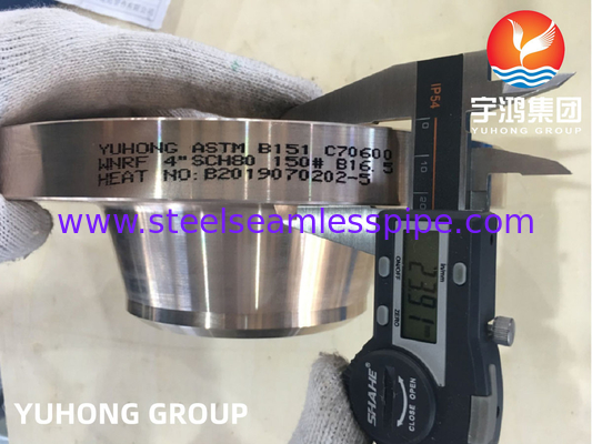 ASTM B151 C70600 Liga de cobre-níquel, flange forjada, braço de soldagem, face elevada B16.5 para tubulação