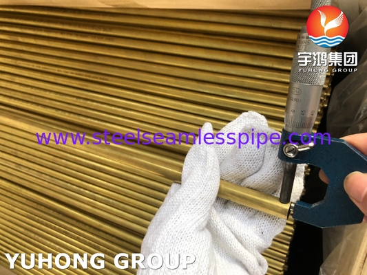 Tubo de latão de liga de cobre ASTM B111 C44300 C68700 C70600 25.4mm*1.245mm*12995mm Radiador de arrefecimento de ar condensador