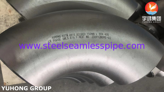 ASTM A815 S31803 Tubos de aço duplex com encaixe de cotovelo 90 deg B16.9
