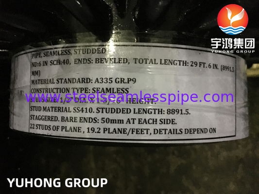 ASME SA335 P9 Tubos HFW com pernos helicoidais OD 10 a 508 mm para secção de convecção do reformador