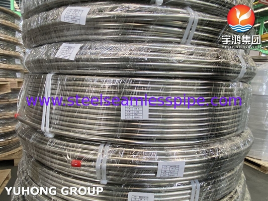 ASTM A269 TP316/316L Tubo de bobina de trocador de calor de aço inoxidável Brilhante Recheado