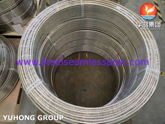 ASTM A269 TP316/316L Tubo de bobina de trocador de calor de aço inoxidável Brilhante Recheado