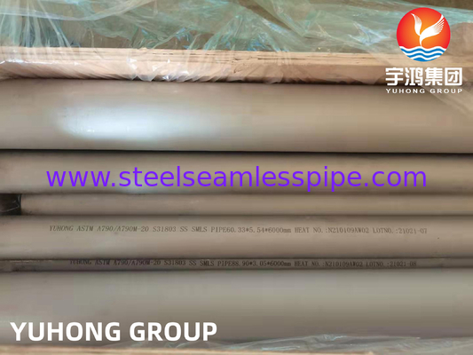 ASTM A790 S31803 F51 Tubos duplex sem costura de aço inoxidável para equipamentos petroquímicos