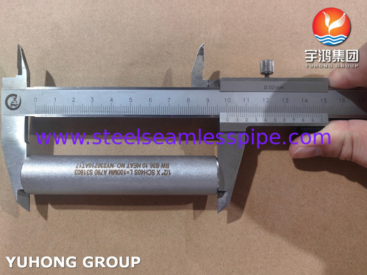 ASME B36.10 Nippel de tubo ASTM A790 UNS S31803 Nippel de aço duplex sem costura
