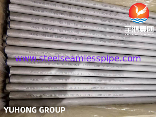 ASME SA789 S32205 19.05x2.11x6100MM Tubos duplexes de aço sem costura, trocador de calor, arrefecedor de ar, condensador, evaporador