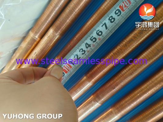 ASTM B111 UNS C12200 Tubo de cobre sem costura, trocador de calor, tubo de barbatana baixa
