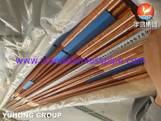 ASTM B111 UNS C12200 Tubo de cobre sem costura, trocador de calor, tubo de barbatana baixa