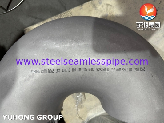ASTM B366 NO8810 Cotovelo 180° Raio Longo para Solda de Topo