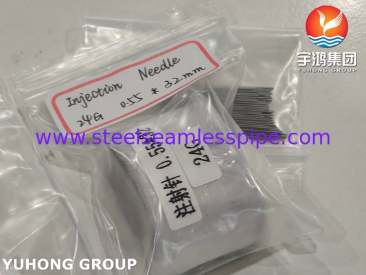 Agulha de injecção médica 24G, 0,55*32MM, ponta de bisel Tubos de agulha de aço inoxidável ISO9626