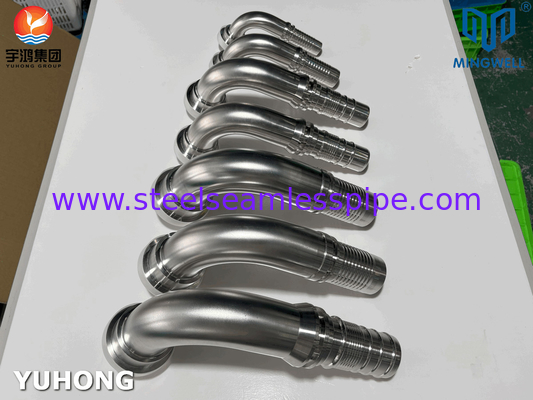 Instalação de mangueira de aço inoxidável de 90° SAE Flange SS316L para aplicação de ligação de tubos de mangueira