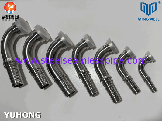 Instalação de mangueira de aço inoxidável de 90° SAE Flange SS316L para aplicação de ligação de tubos de mangueira