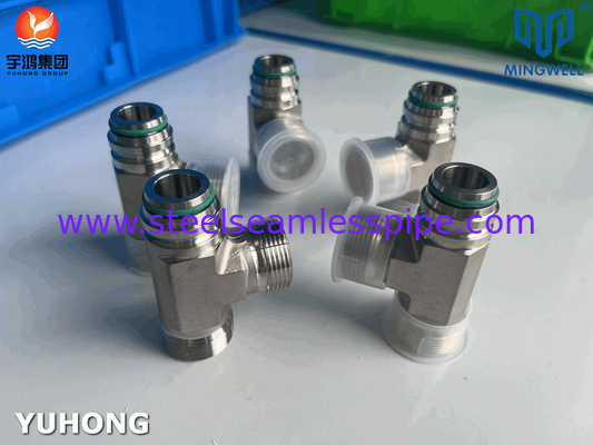 Adaptador de aço inoxidável Tees NPT G PT SS316L Formação hidráulica