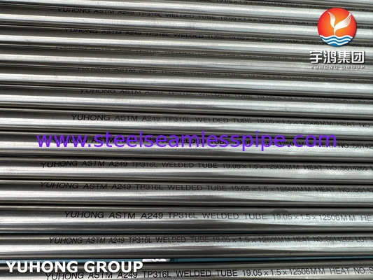 ASME SA249 TP316L Tubo Soldado de Aço Inoxidável Alto Anticorrosivo para Tubo de Trocador de Calor