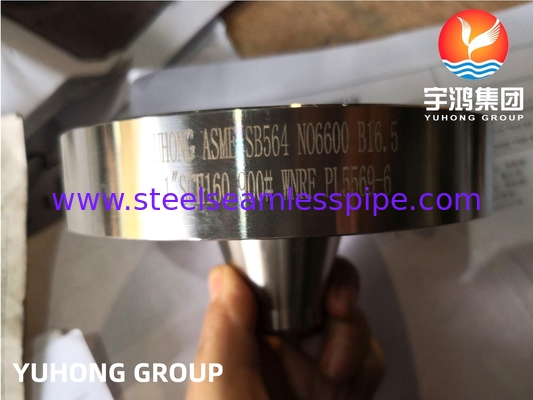 Flange de liga de níquel Inconel 600 (Liga 600, UNS N06600), ASTM B564 / ASME SA564, face elevada com pescoço para solda (WNRF)