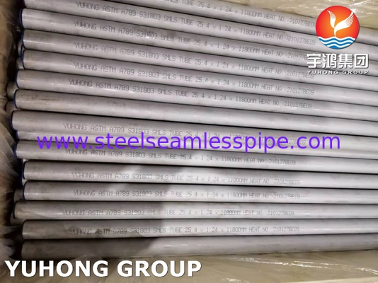 ASTM A789 UNS S31803 1.4462 Tubo duplex de aço inoxidável sem costura e soldado