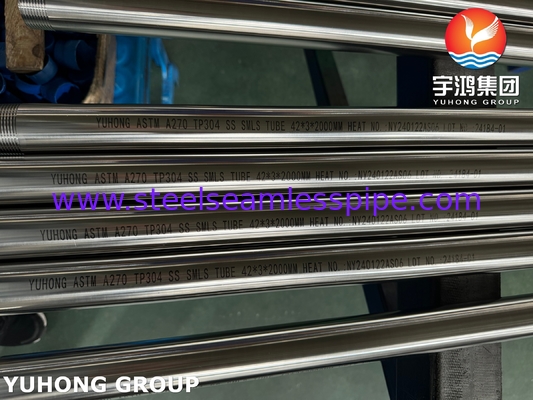 ASTM A270 TP304 (S30400) Tubo sanitário austenítico de aço inoxidável sem costura para a indústria alimentar