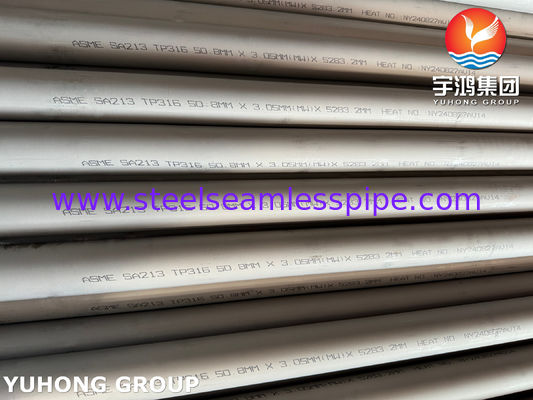 ASME SA213 TP316 (UNS S31600) Tubo de trocador de calor inoxidável sem costura