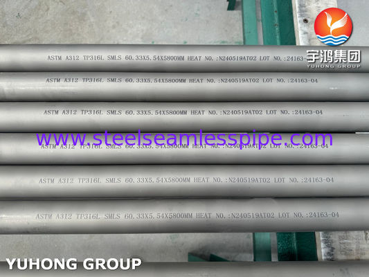 Tubo sem costura de aço inoxidável ASTM A312 TP316L com testes de correntes parasitas, hidrostático e ultrassônico para aplicações petroquímicas