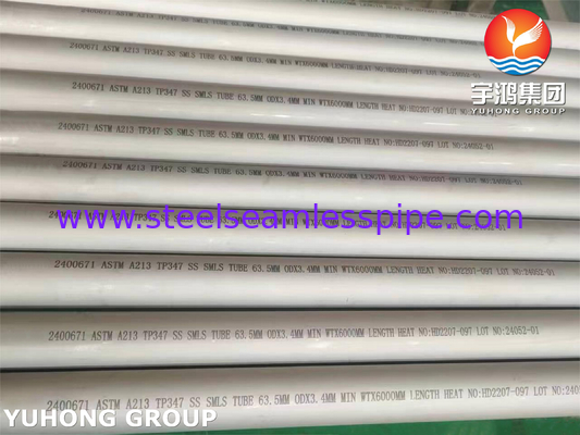 Tubo sem costura de aço inoxidável ASTM A213 TP347 UNS S34700 para trocador de calor