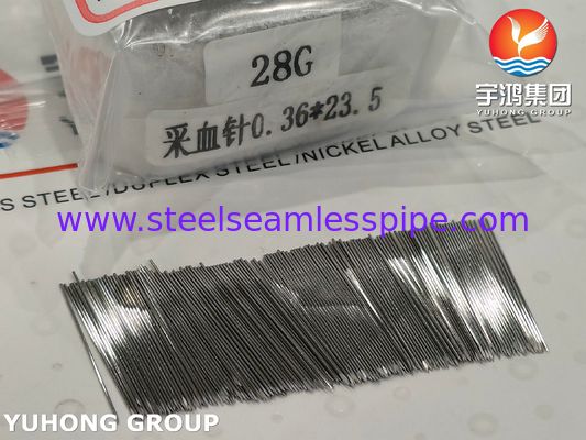 Lanceta de sangue de aço inoxidável SUS304 28G 23,5MM para coleta de sangue, ponta sólida tri-biselada