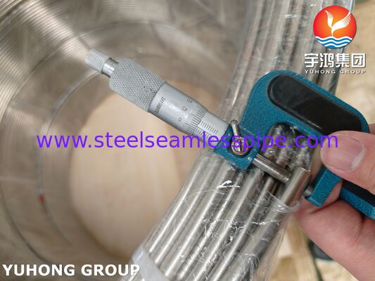 Tubo de bobina de aquecimento brilhante de aço inoxidável ASTM A269 TP316 / TP316L para ambientes potencialmente corrosivos