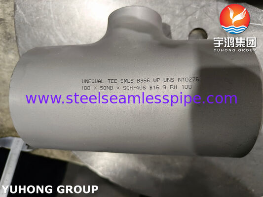 ASTM B366 C276 BW Igual e desigual TEE Alta resistência à corrosão Hastelloy C276 Butt weld pipe fitting