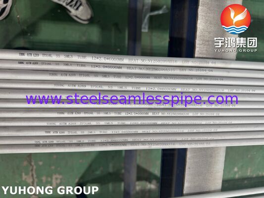 Tubo sem costura de aço inoxidável ASTM A269 TP316L para condensador, decapado e recozido