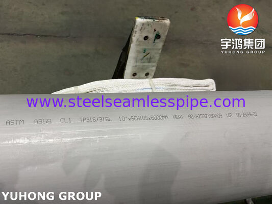 ASTM A358-CL1 TP316/TP316L Tubo de aço inoxidável soldado por fusão elétrica com forte resistência à corrosão