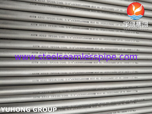 ASTM A312 TP316L / UNS S31603 / EN 1.4404 Tubo sem costura de aço inoxidável para a indústria