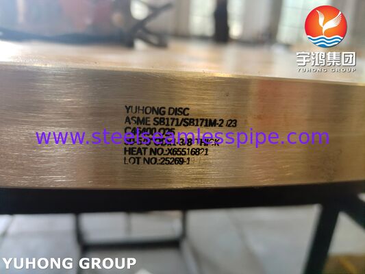 ALIAÇÃO DE CÓPE PLATA RONDADA BRAS NAVAL ASME SB171 C46400 O25 DISCO FORJADO
