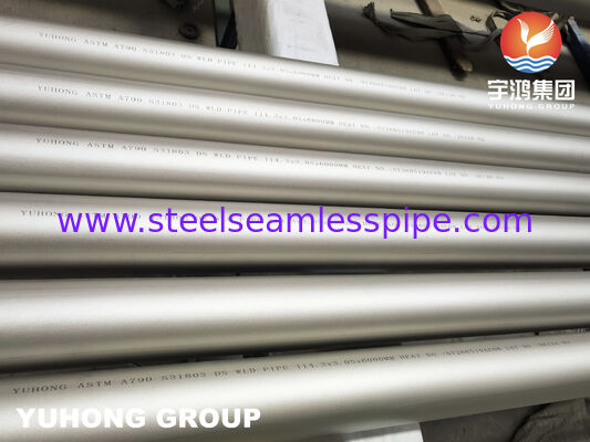 Tubo soldado de aço inoxidável duplex ASTM A790 UNS S31803 para serviço industrial corrosivo