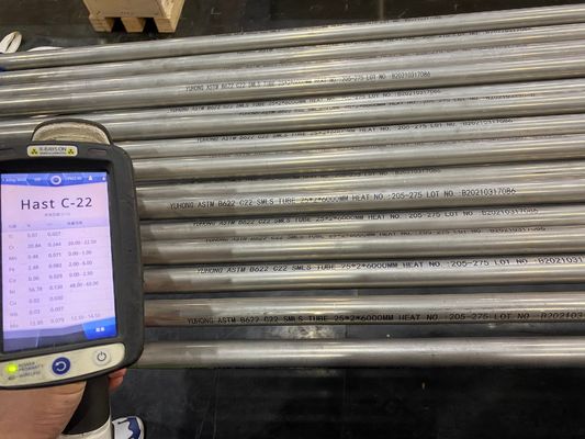 ASTM B622 C22 (UNS NO6022) Tubos sem costura de aço HASTELLOY, ET (ASTM E571), UT ((ASTM E213)