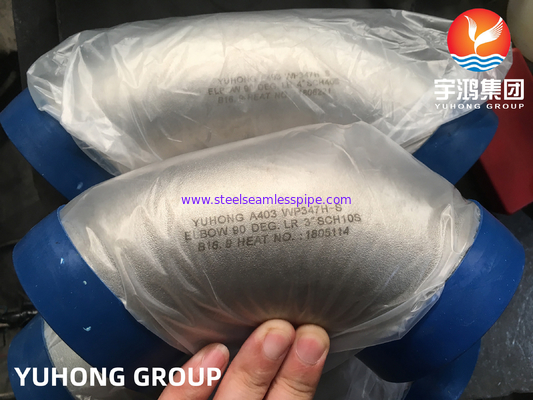 ASTM A403 WP347H 90 graus de cotovelo de aço inoxidável com encaixe de calda ASME B16.9