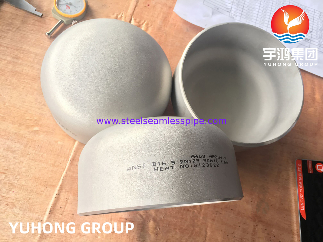 Acessórios de soldadura de traseira, ASTM A403 WP304-S Capas de extremo sem costura de aço inoxidável, ASME B16.9