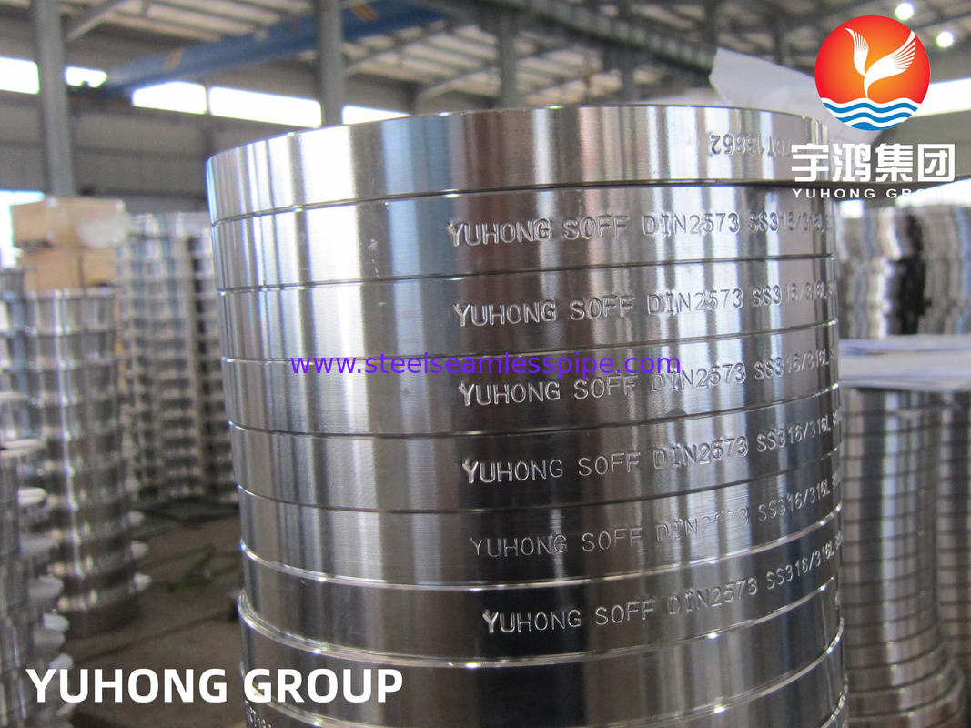 DIN2573, ASTM A182 F316 F316L, Slip em flanges de aço inoxidável forjado, face plana B16.5