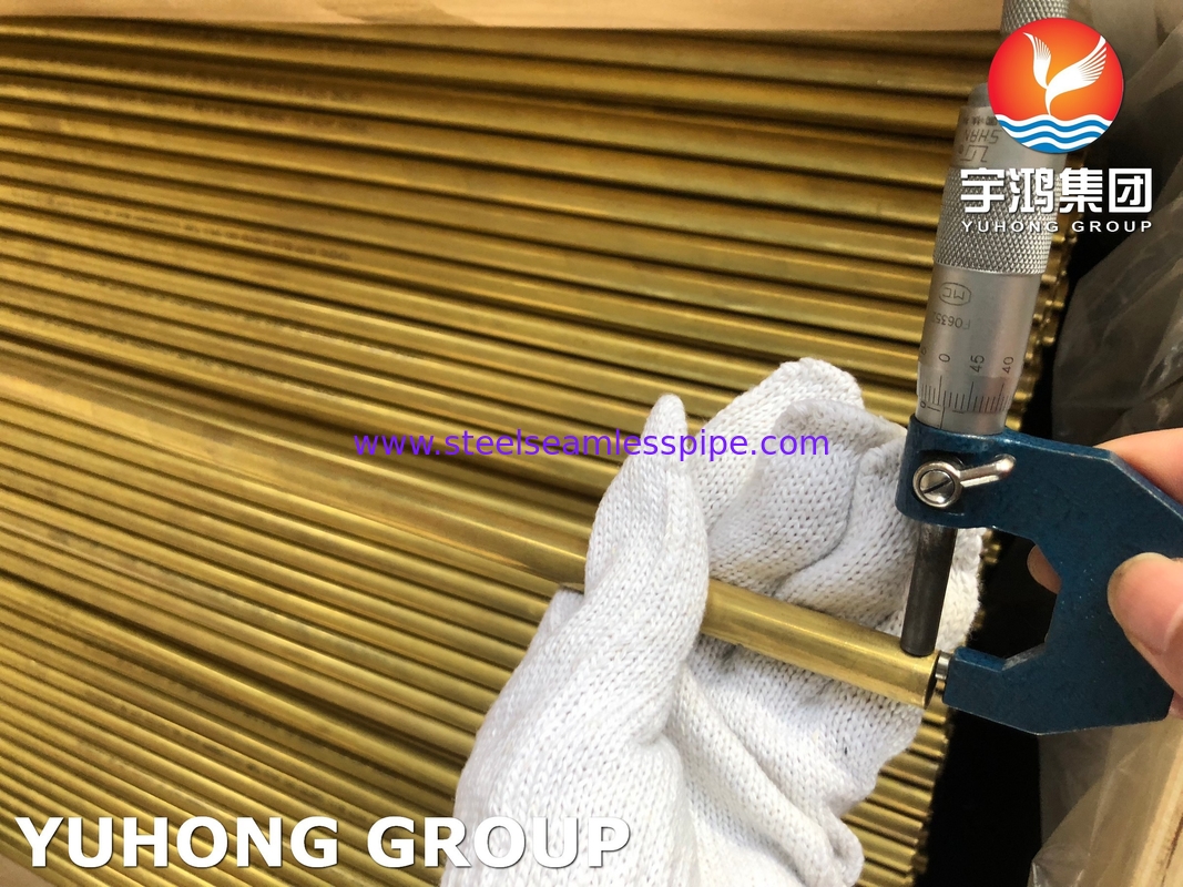 Tubo de latão de liga de cobre ASTM B111 C44300 C68700 C70600 25.4mm*1.245mm*12995mm Radiador de arrefecimento de ar condensador