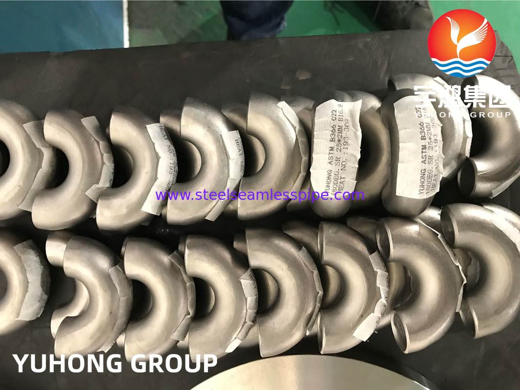 Radius curto ASTM B366 Hastelloy C22 2.4602 180 graus Retorno B16.9