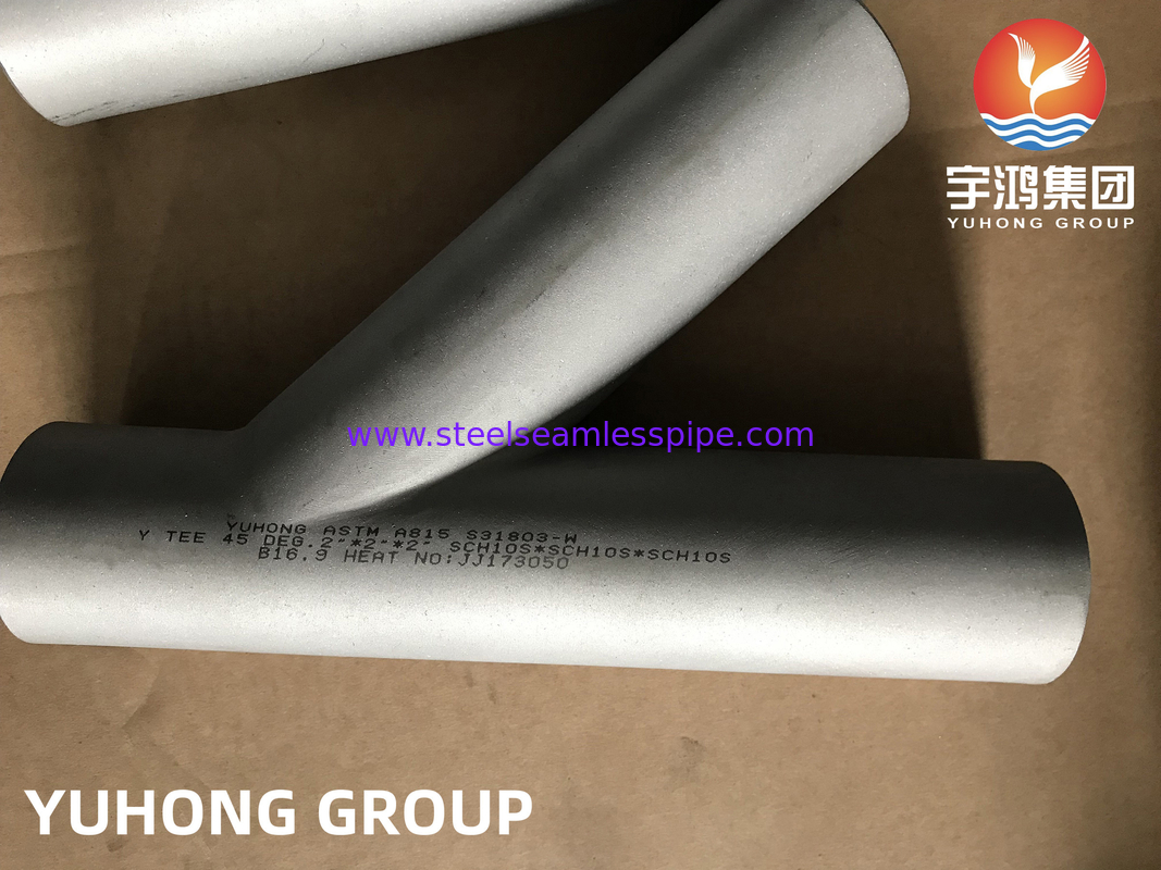 ASTM A815 UNS S31803 Conector duplex de tubos de aço 45 graus Y lateral Tee