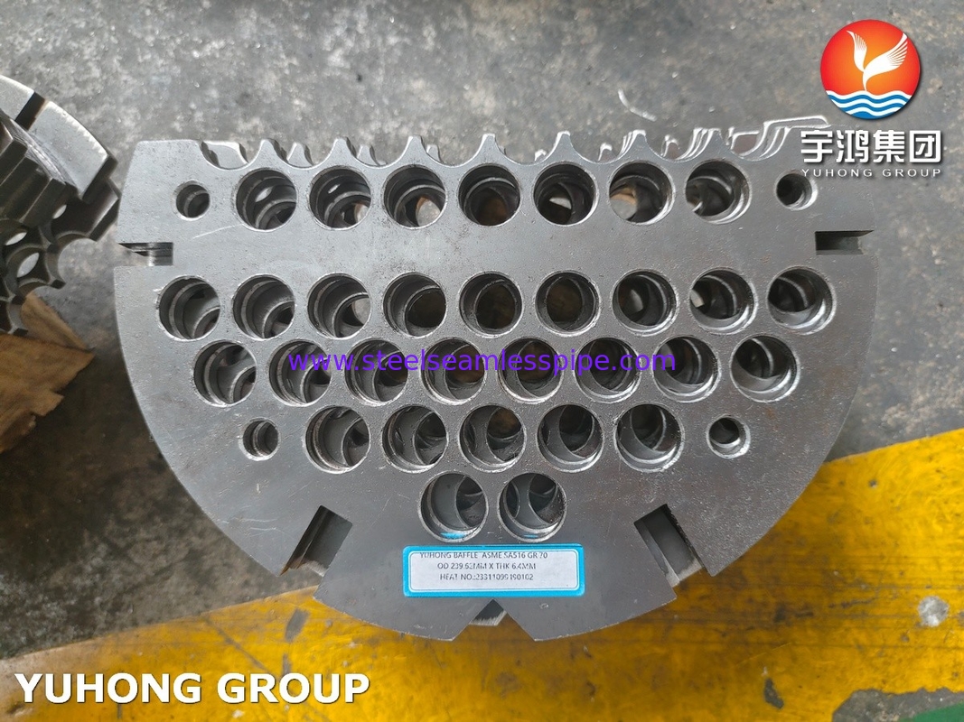 Placas de defleção de aço carbono de grau 70 para trocadores de calor conformes com a norma ASME SA516 NACE MR0175