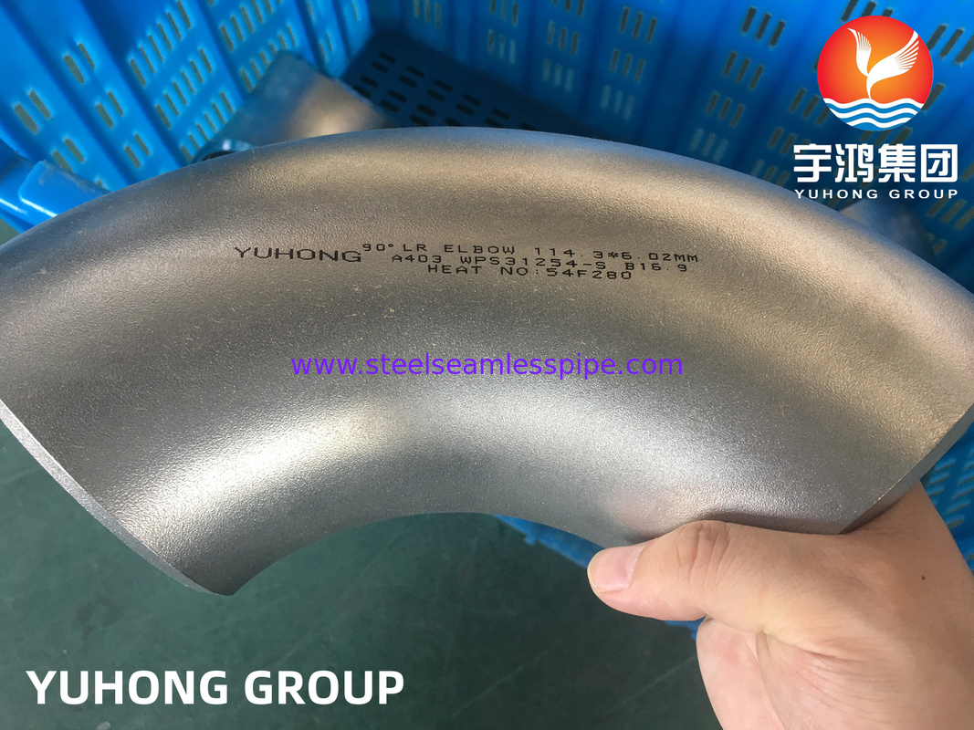 Fittings de aço inoxidável ASTM A403 WPS31254-S 90°LR 45°LR ELBOW B16.9