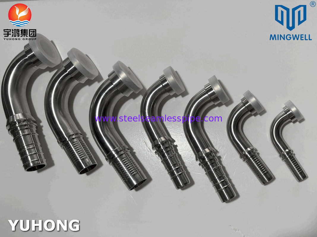 Instalação de mangueira de aço inoxidável de 90° SAE Flange SS316L para aplicação de ligação de tubos de mangueira