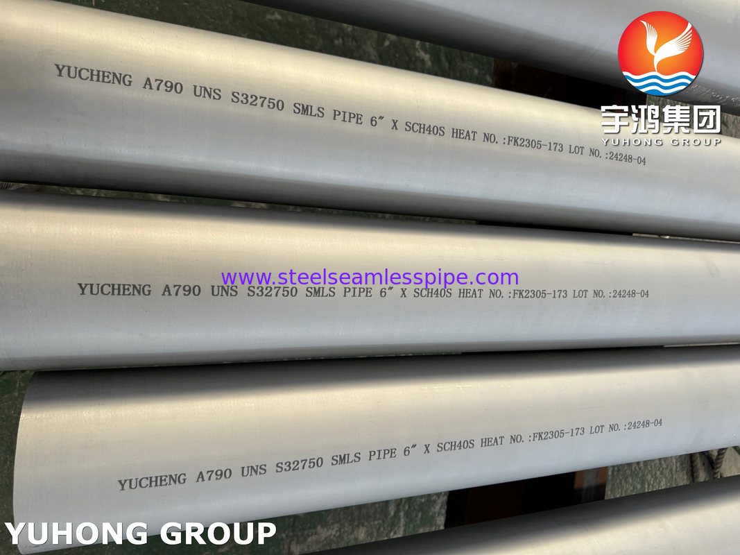Tubo sem costura de aço inoxidável duplex ASTM A790 S32750 para dutos e usinas