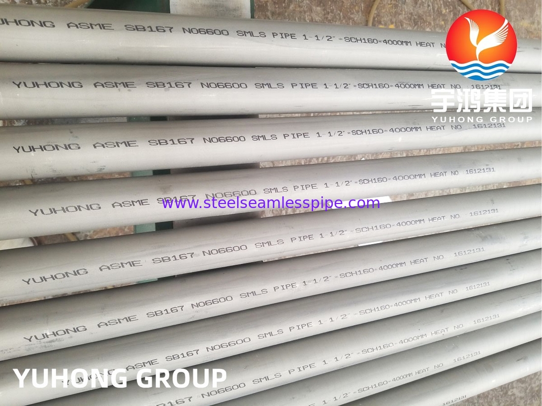 ASME SB167 liga 600 / N06600, tubos de liga de níquel-cromo-ferro, utilizados na indústria aeroespacial de processamento químico