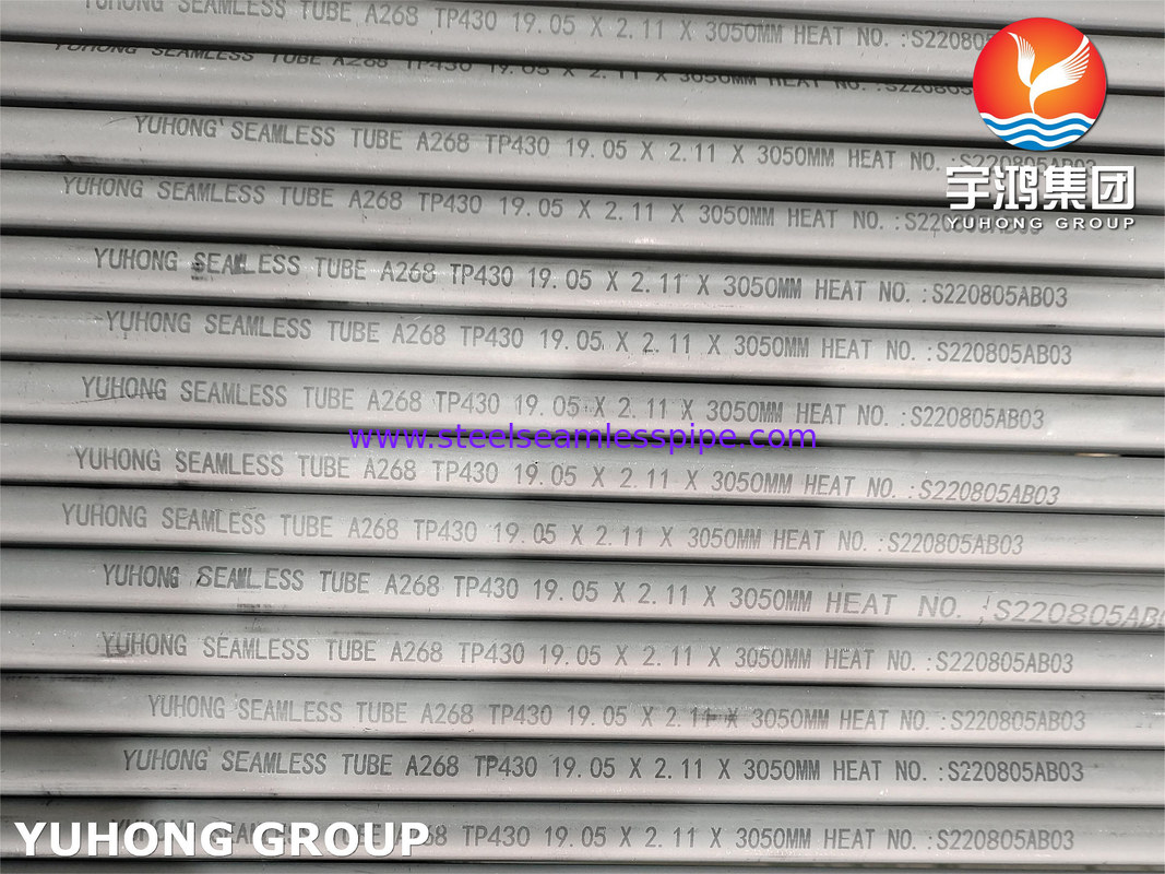 ASTM A268 TP430 Tubo sem costura de aço inoxidável ferrítico e martensítico para serviço em alta temperatura